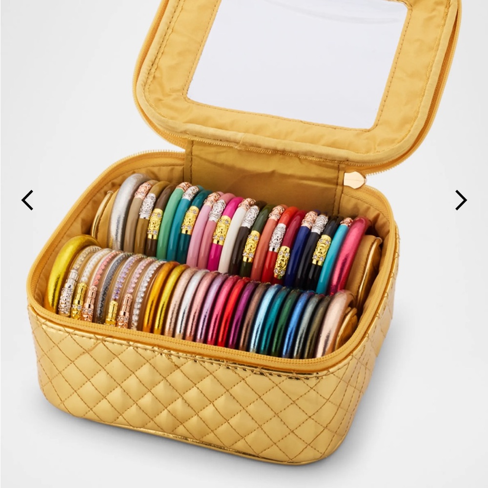 Neiman Marcus Exclusive Gold Travel Case and All Weather Bangle Bracelet Bundle